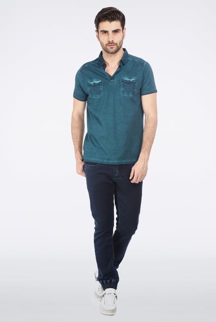 Basics Turquoise Polo T Shirt Basics Turquoise Polo T Shirt