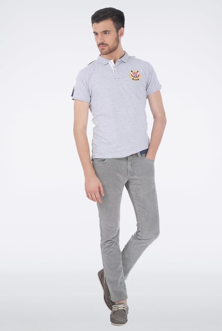Basics Light Grey Corduroy Casual Trouser Basics Light Grey Corduroy Casual Trouser