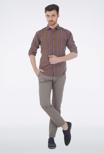 Basics Coral Checkered Shirt Basics Coral Checkered Shirt
