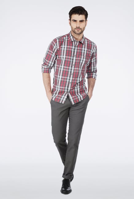 Basics Pink Checkered Grunge Shirt Basics Pink Checkered Grunge Shirt