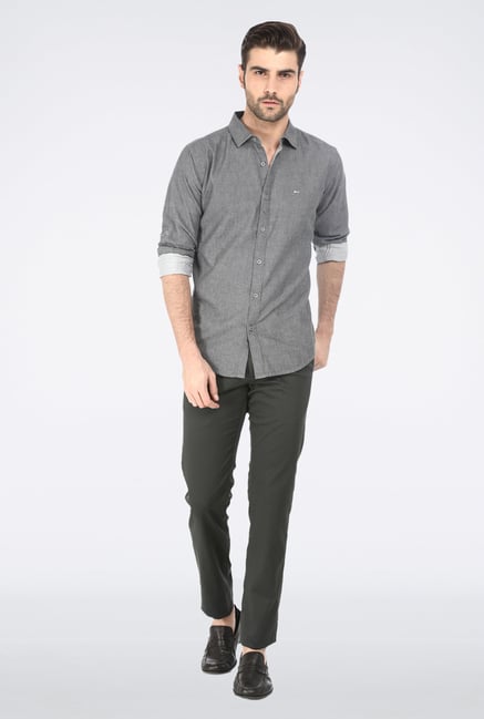 Basics Grey Twill Weave Shirt Basics Grey Twill Weave Shirt