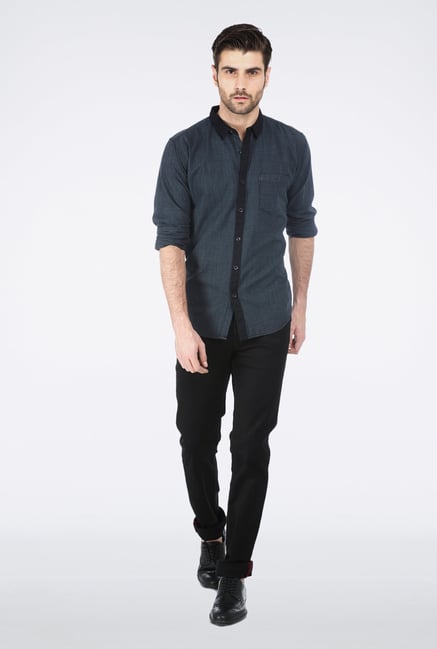 Basics Dark Grey Houndstooth Shirt Basics Dark Grey Houndstooth Shirt