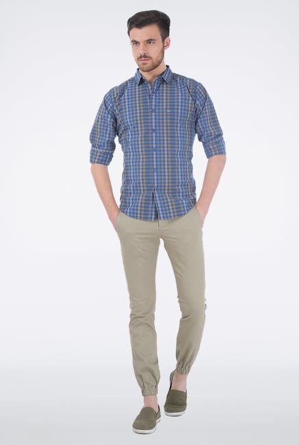 Basics Yellow Checkered Shirt Basics Yellow Checkered Shirt