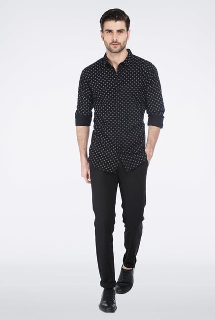 Basics Black Motif Printed Shirt Basics Black Motif Printed Shirt