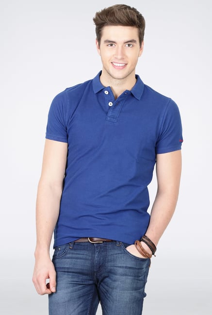 Basics Blue Polo T Shirt Basics Blue Polo T Shirt