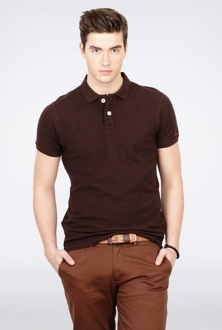 Basics Brown Polo T Shirt Basics Brown Polo T Shirt