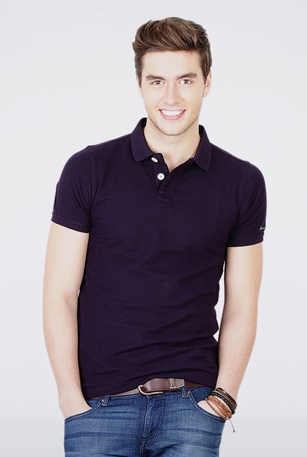 Basics Purple Polo T Shirt Basics Purple Polo T Shirt