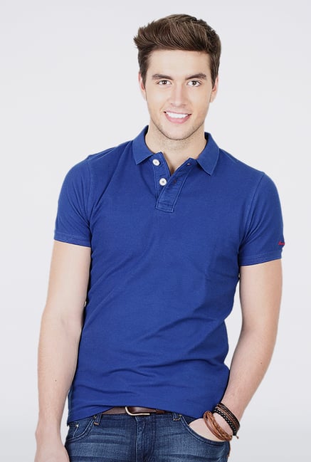 Basics Blue Polo T Shirt Basics Blue Polo T Shirt