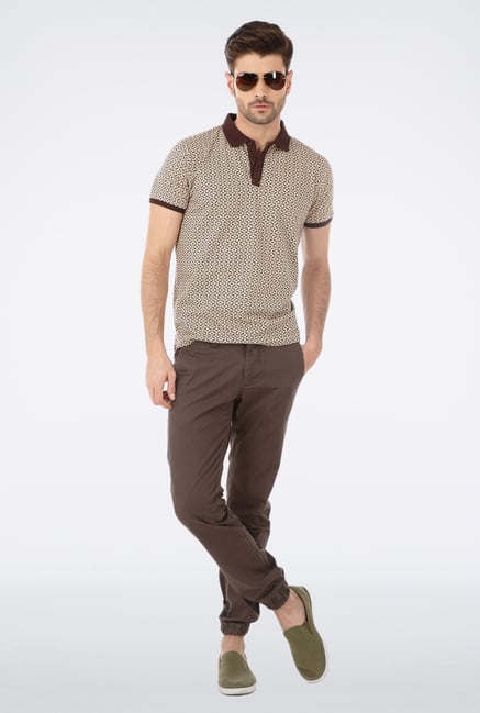 Basics Beige Polo T Shirt Basics Beige Polo T Shirt