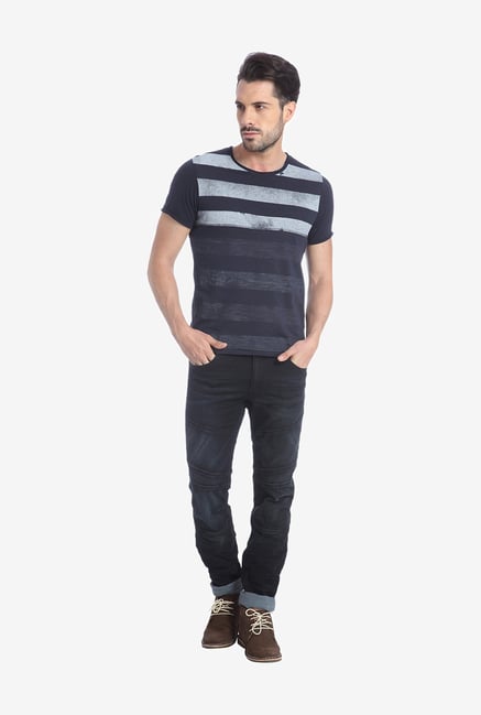 Jack & Jones Navy Striped T Shirt Jack & Jones Navy Striped T Shirt