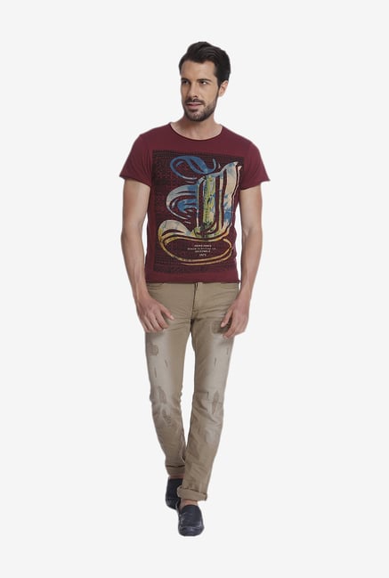 Jack & Jones Maroon Graphic T Shirt Jack & Jones Maroon Graphic T Shirt