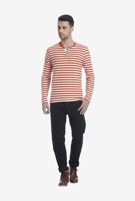 Jack & Jones Orange Striped T Shirt Jack & Jones Orange Striped T Shirt