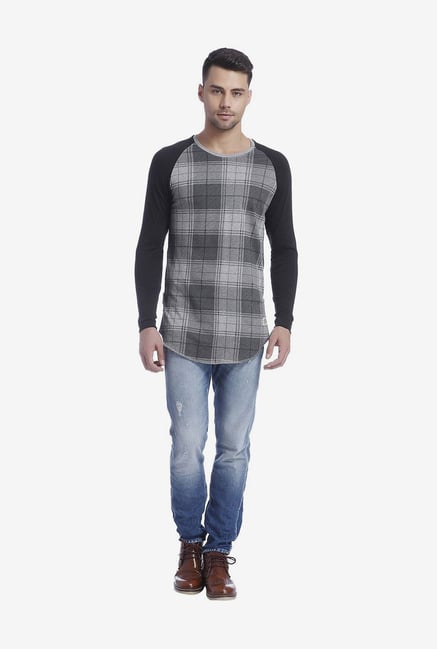 Jack & Jones Grey Checked T Shirt Jack & Jones Grey Checked T Shirt