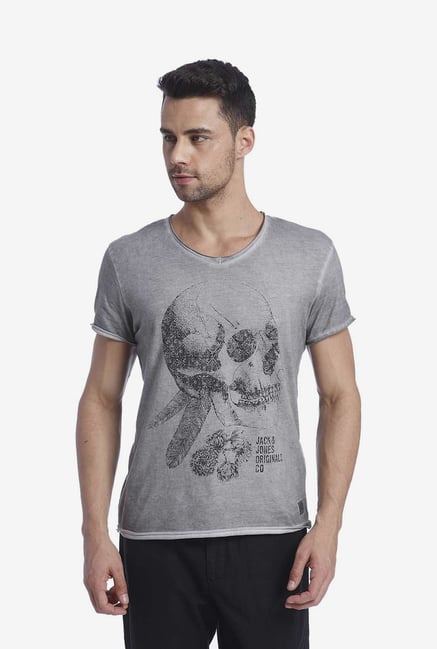Jack & Jones Grey Graphic T Shirt Jack & Jones Grey Graphic T Shirt