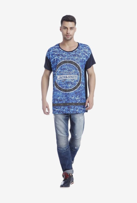 Jack & Jones Blue Graphic T Shirt Jack & Jones Blue Graphic T Shirt