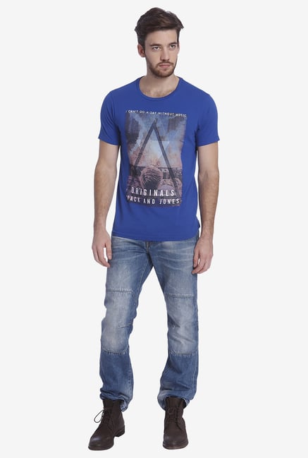 Jack & Jones Blue Graphic T Shirt Jack & Jones Blue Graphic T Shirt