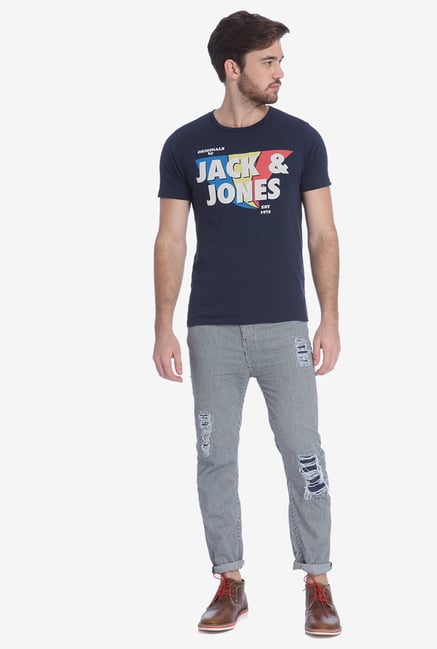 Jack & Jones Navy Graphic T Shirt Jack & Jones Navy Graphic T Shirt