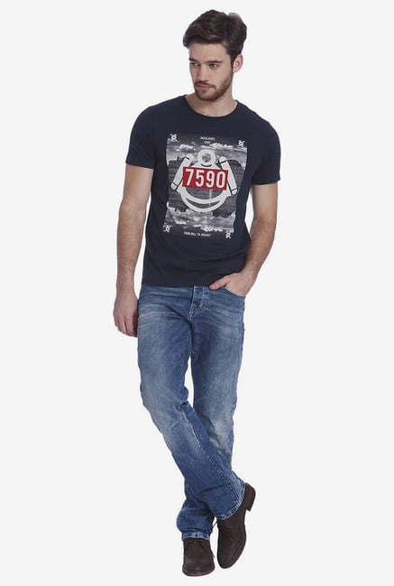 Jack & Jones Navy Graphic T Shirt Jack & Jones Navy Graphic T Shirt