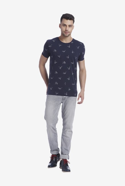 Jack & Jones Navy Printed T Shirt Jack & Jones Navy Printed T Shirt