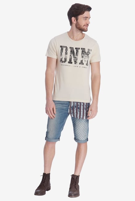 Jack & Jones Beige Graphic T Shirt Jack & Jones Beige Graphic T Shirt