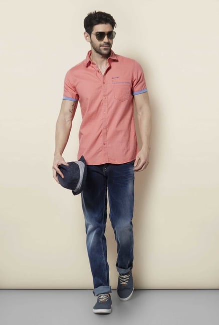 Lawman Peach Short Sleeve Casual Shirt Lawman Peach Short Sleeve Casual Shirt