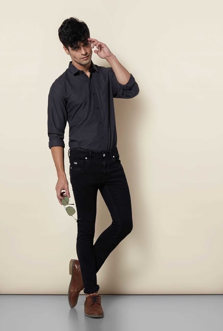 Lawman Dark Grey Full Sleeve Casual Shirt Lawman Dark Grey Full Sleeve Casual Shirt