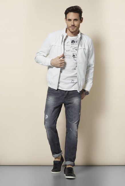 celio* White Hoodie Jacket celio* White Hoodie Jacket