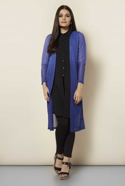 109 F Blue Crotchet Long Shrug 109 F Blue Crotchet Long Shrug