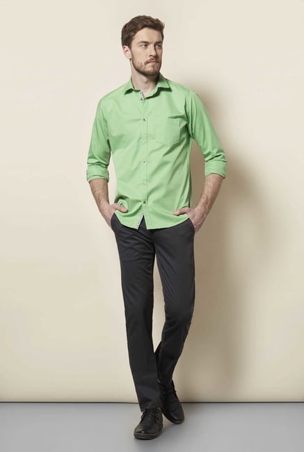 Easies Green Solid Shirt Easies Green Solid Shirt