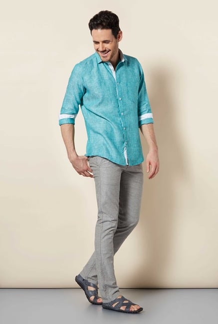 Easies Green Cotton Shirt Easies Green Cotton Shirt