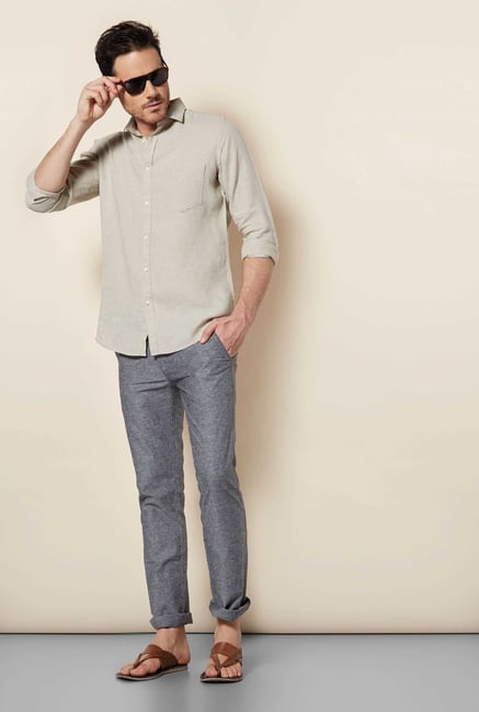Easies Beige Slim Fit Shirt Easies Beige Slim Fit Shirt