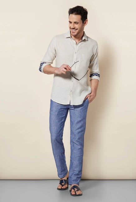 Easies Beige Linen Shirt Easies Beige Linen Shirt