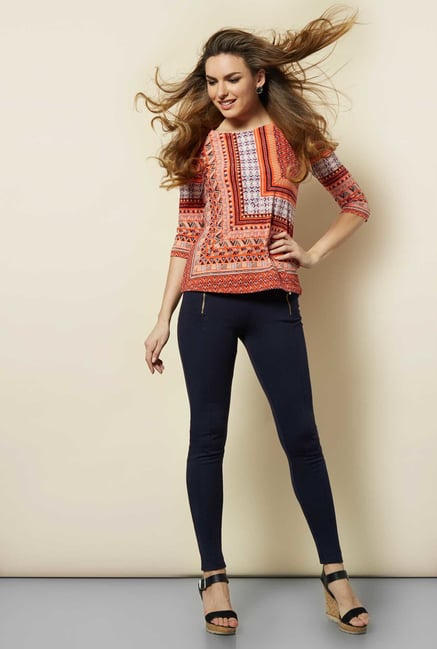 109 F Orange Aztec Blouse 109 F Orange Aztec Blouse