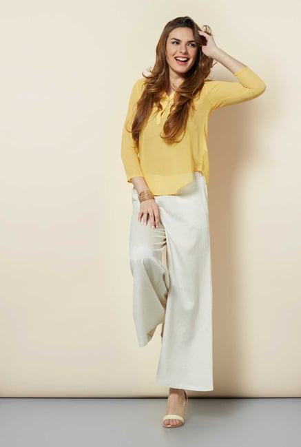 109 F Yellow Sheer Georgette Top 109 F Yellow Sheer Georgette Top