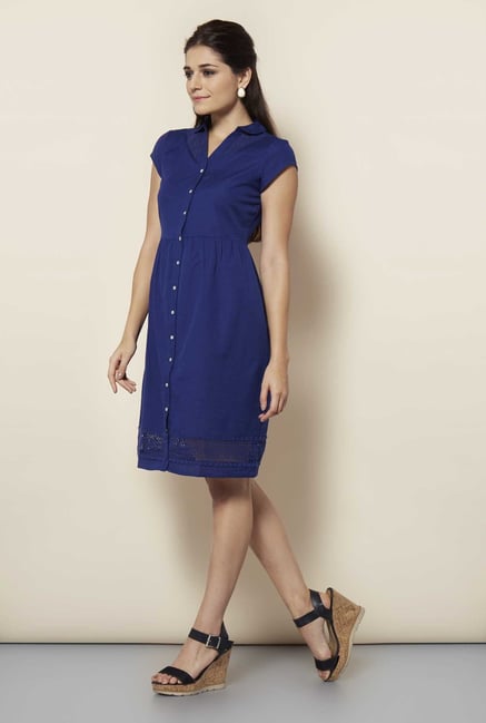 109 F Navy Solid Casual Dress 109 F Navy Solid Casual Dress