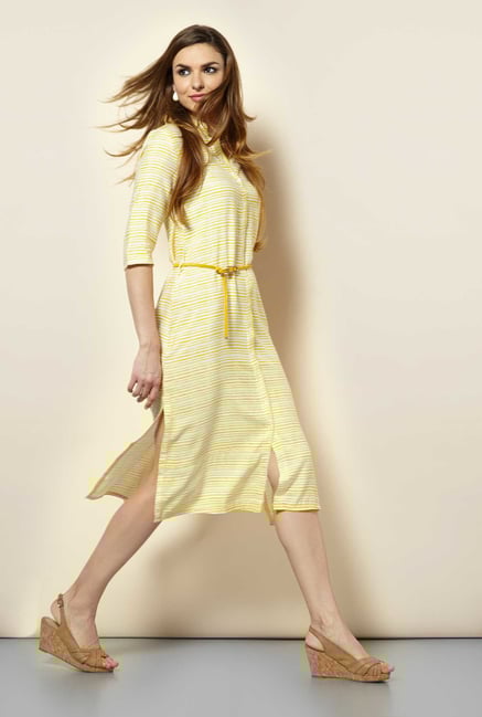 109 F Yellow Stripes Casual Dress 109 F Yellow Stripes Casual Dress