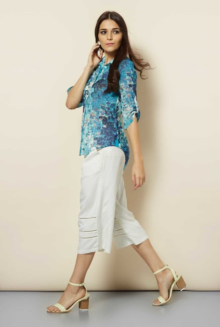 109 F Turquoise Print Casual Shirt 109 F Turquoise Print Casual Shirt