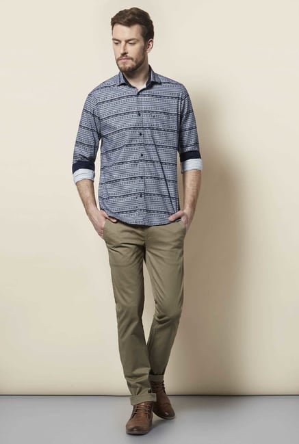 Easies Navy White Print Shirt Easies Navy White Print Shirt