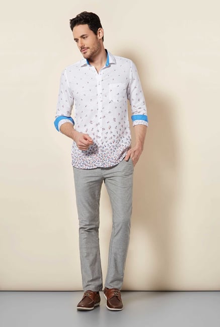 Easies White Flower Print Shirt Easies White Flower Print Shirt