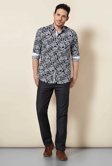 Easies Black Floral Print Shirt Easies Black Floral Print Shirt