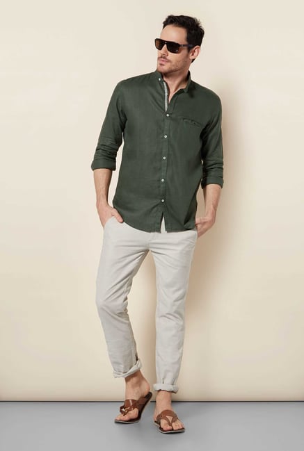Easies Green Cotton Shirt Easies Green Cotton Shirt