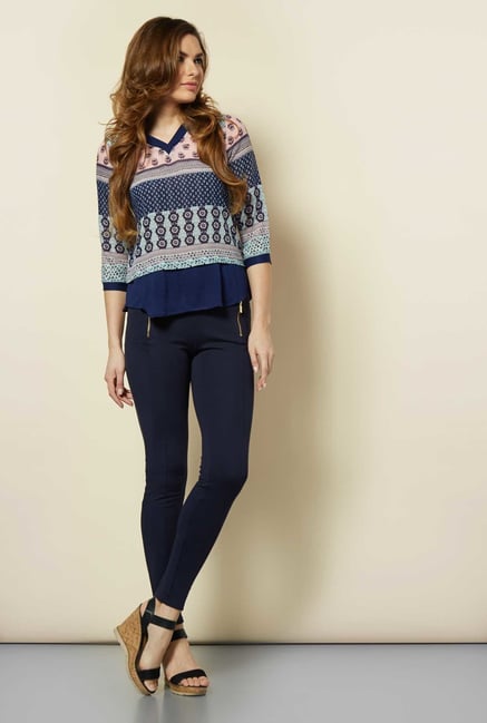 109 F Navy Printed Blouse 109 F Navy Printed Blouse