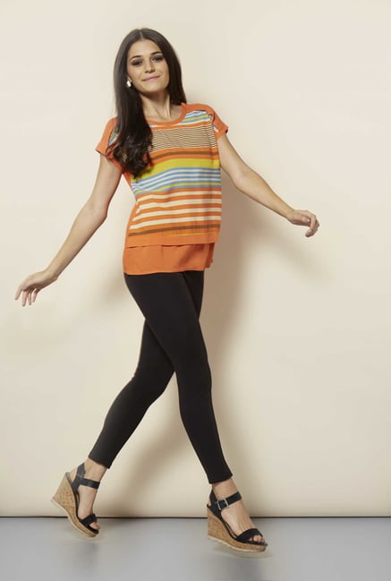 109 F Orange Striped Top 109 F Orange Striped Top