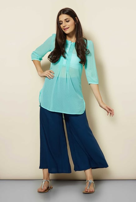 109 F Aqua Block Print Tunic 109 F Aqua Block Print Tunic