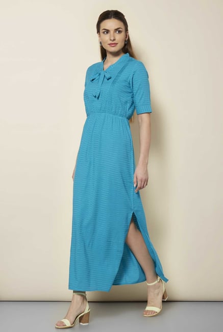 109 F Turquoise Stripes Casual Dress 109 F Turquoise Stripes Casual Dress