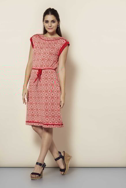 109 F Red Geometric Casual Dress 109 F Red Geometric Casual Dress