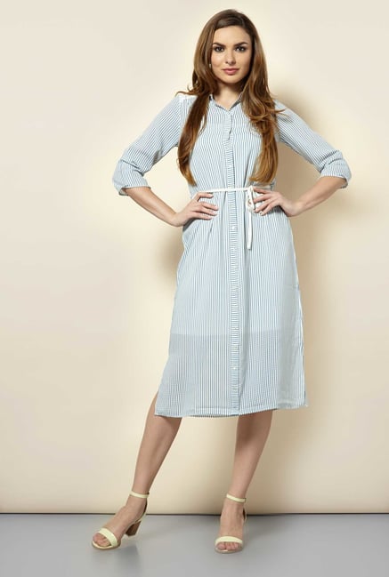 109 F Blue Stripes Casual Dress 109 F Blue Stripes Casual Dress