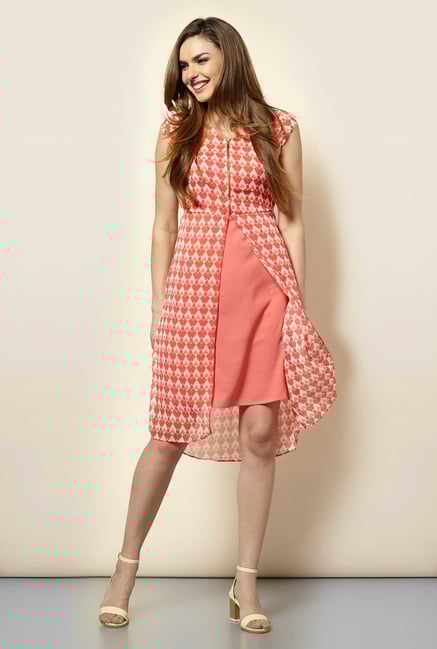 109 F Peach Print Casual Dress 109 F Peach Print Casual Dress