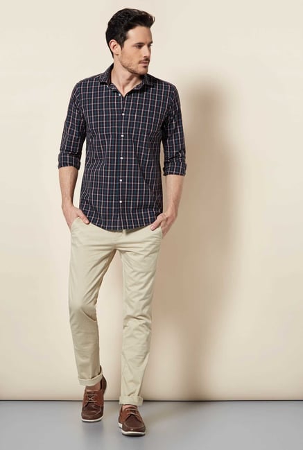 Easies Dark Brown Cotton Checked Shirt Easies Dark Brown Cotton Checked Shirt