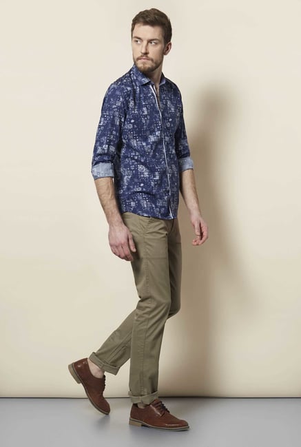 Easies Navy Abstract Print Shirt Easies Navy Abstract Print Shirt
